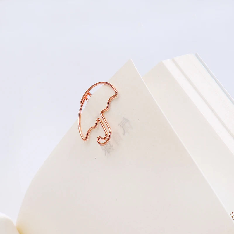 20pcs Umbrella Shape Paper Clip Creative Cute Bookmark Metal Color Cartoon Paper Clips For Planner Office Stationery