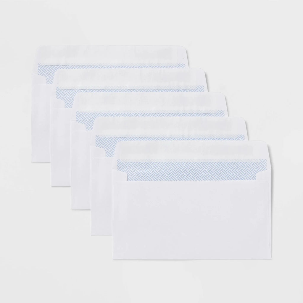 110ct White Press And Seal Security Envelopes, Self-Seal Mailing Letter Covers For Office Business Use