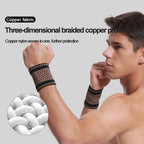 1Pair Copper Fiber Sports Wrist Support Sweat-Absorbent Breathable Knitted Nylon Wrist Brace Outdoor Sports Badminton Men Women