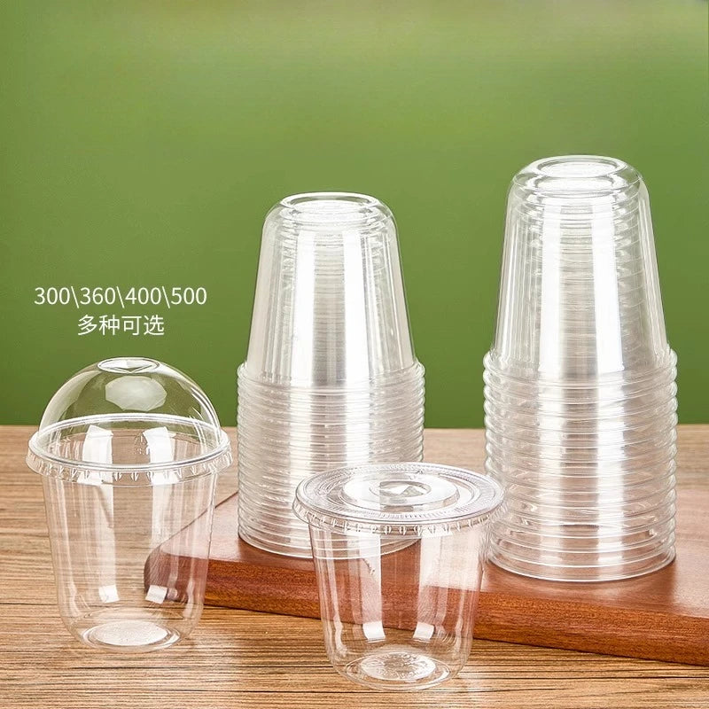 U Shaped Disposable Cold Drinks Plastic Cup 90 Caliber PET Material Transparent Coffee Cups with Lid Sealed Milk Tea Tumbler