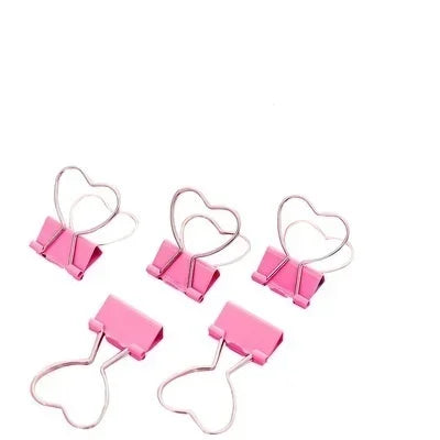 10PCS Binder Clip Heart Shape Metal Binder Clips Photos Tickets Notes Letter Paper Clip Office Study Binder Clips
