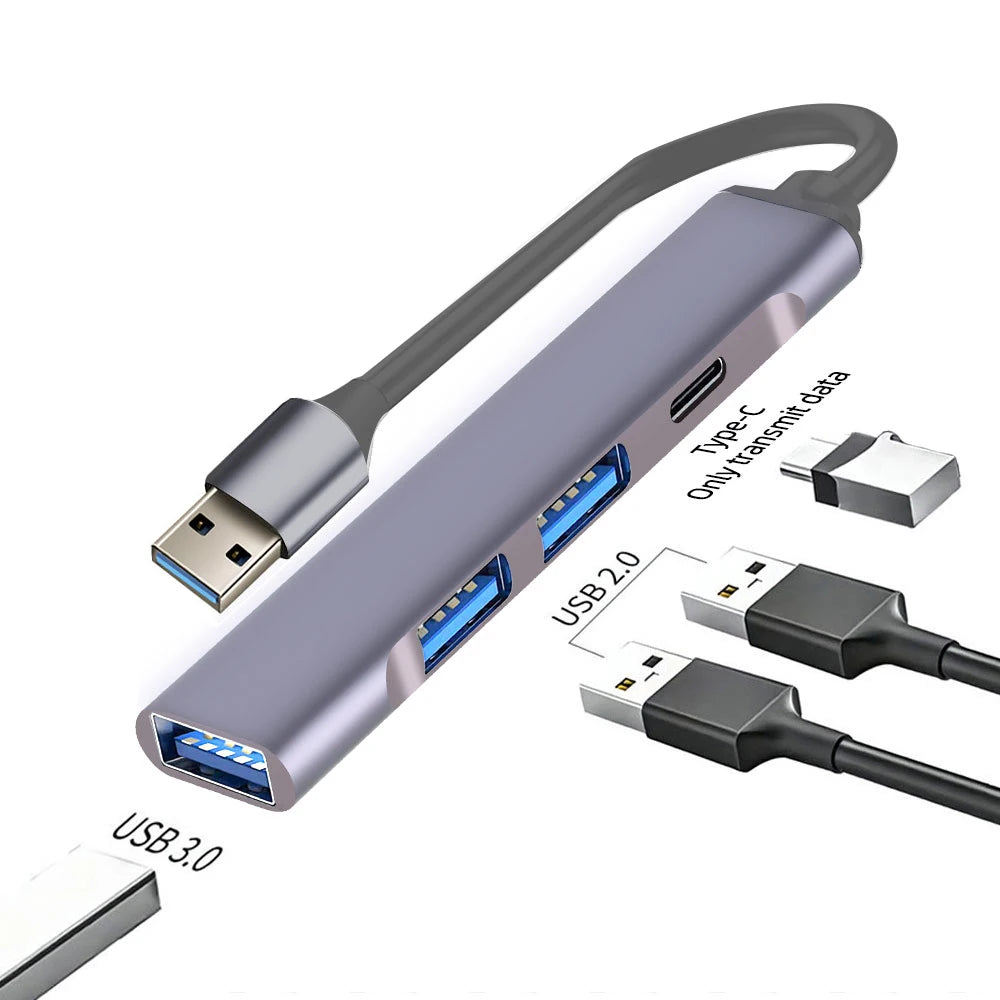4 Ports USB C Docking Station Type C HUB USB 3.0 HUB 5Gbps High Speed Transmission USB Splitter Adapter OTG  for Laptop Macbook