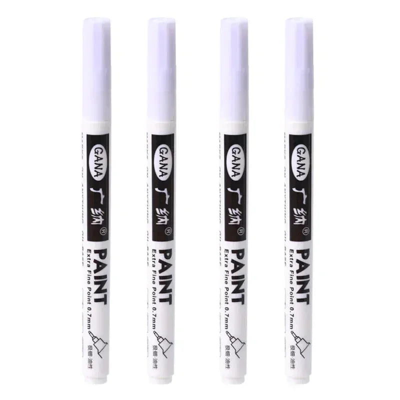 4Pcs/set Oil Based White Black Permanent Paint Markers Pens 0.7mm Extra Fine Waterproof, for Rock Painting, Wood, Metal, Canvas
