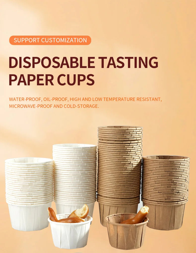 100/200pcs Disposable Paper Leak-proof Food Dipping Cup 0.75/1/2 oz Cup Suitable For Medicine Dispensing Supermarket Tasting Cup