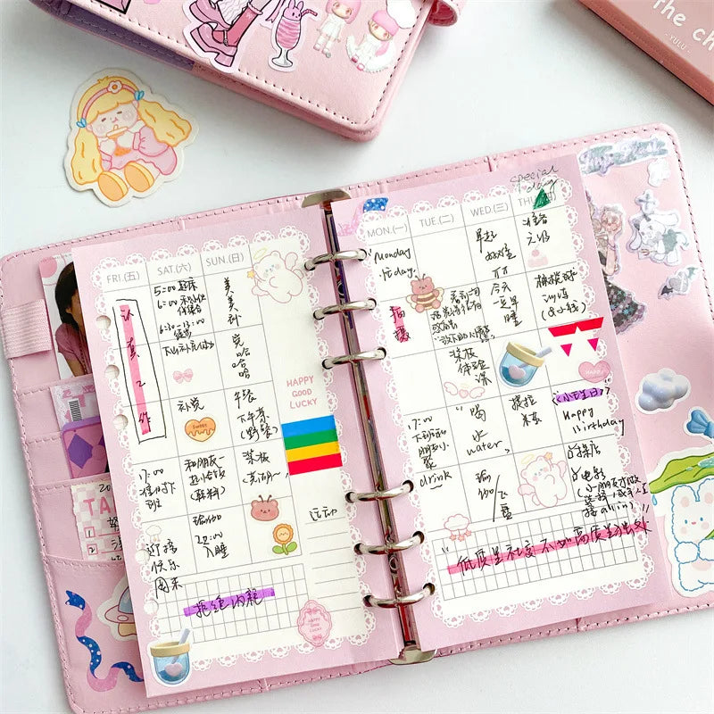 A6 Cute Loose-leaf Colorful Refill Inner Page Line Blank Grid Inner Page Inside Paper Stationery