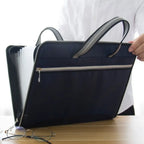 Versatile Canvas A4 Documents File Bag Large Capacity Double Zipper Accordion Folder 12-Layer Business Briefcase