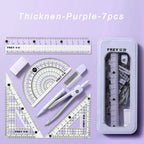 New 7Pcs/Set Professional Back to School Mathematical Rulers Set Compass Ruler Multi-function Drawing Tools Students Stationery