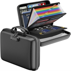 Fireproof File Organizer with Lock, Hard-Shell Case Fireproof Document Box with 13 Accordion File Folder, for Important
