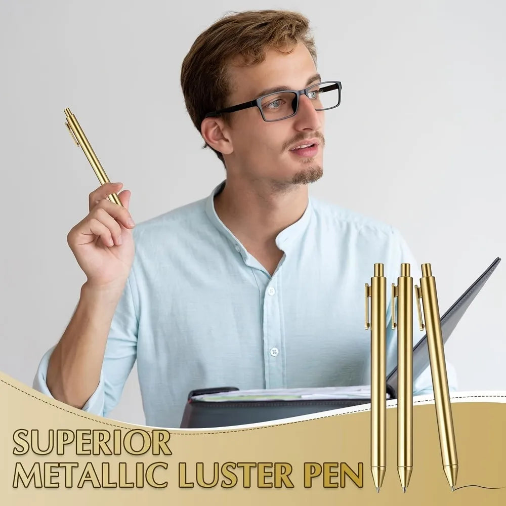 Custom 40pcs Luxury Ballpoint Pen Set with Black Gift Box Retractable Black Ink Laser-Engraved Text, Smooth Writing Pen 10/40pcs