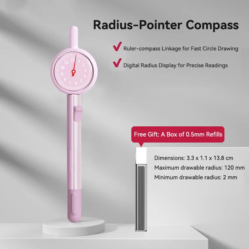 Press Student Compass Geometry Set Precision Digital Display Compass for Students Circle Drawing Gauge Tool Exam School Supplies