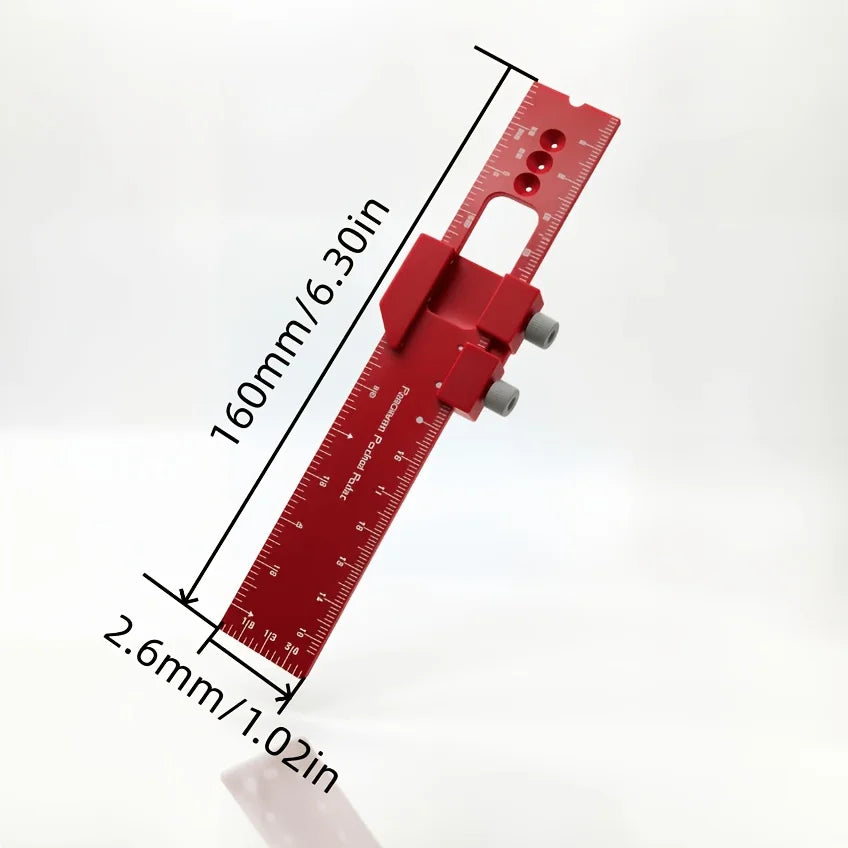 Aluminum Alloy Woodworking Pocket Ruler with Slider, Square T-shaped Ruler, T-shaped Track Reference Instrument