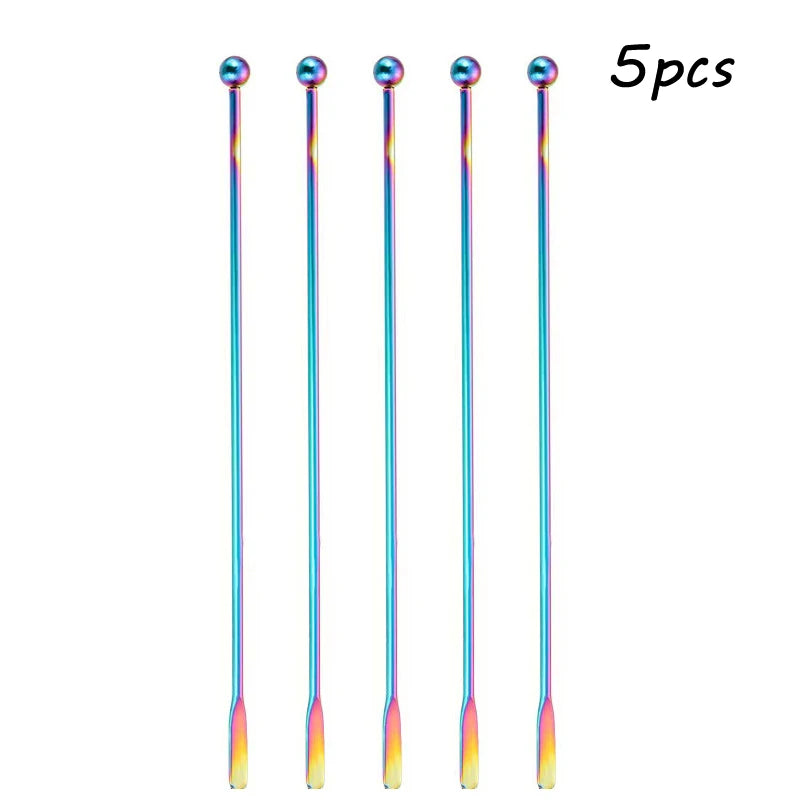 Stainless Steel Cocktail Drink Mixer Bar Stirring Mixing Sticks Muddler Ladle Stirrer Swizzle Sticks Coffee Stirring Sticks
