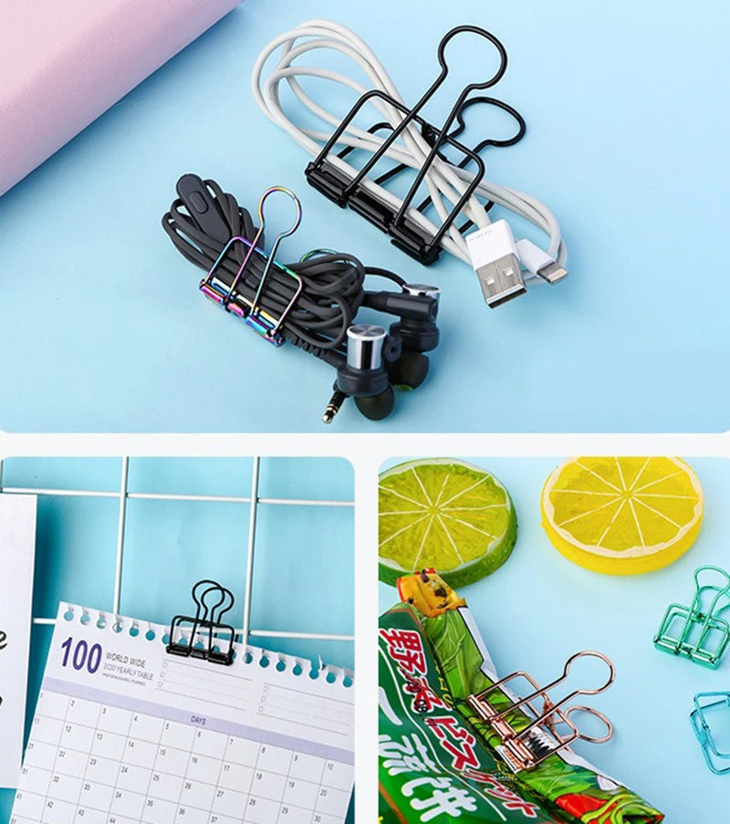 High Quality 51/32/19mm Multicolor Metal Binder Clip Clamp Paper Bookmark Clips Decorative Journal Clips School Office Supplies