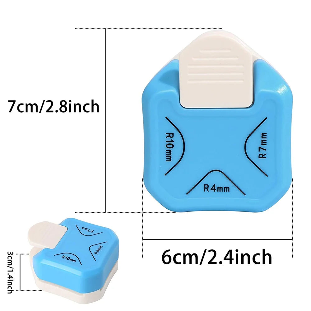3 in 1, R 4/7/10 mm Corner Punch, Corner Rounder, Made of Metal and Plastic, for Crafts with Paper, Cards Design and Scrapbookin