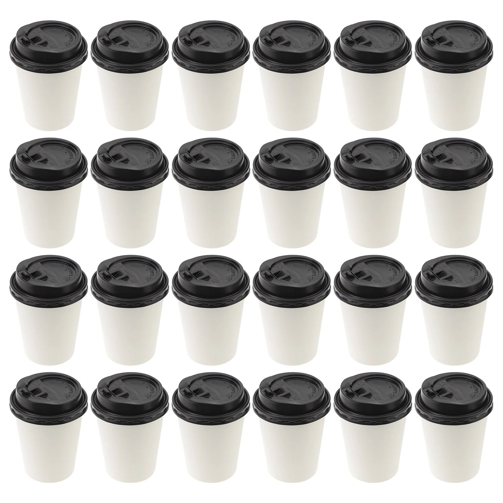 50pcs Disposable Coffee Cups Insulation Takeaway Double-Layer European Style Simplicity Paper Cup With Lid (8/12oz, 280/350ml)