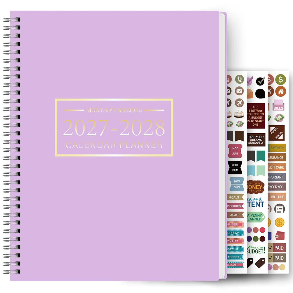 1Pc A4 Monthly Planner and Calendar Book 2 Year Monthly, Large Grid Monthly Organizer with Notes Pages, with 3 Stickers