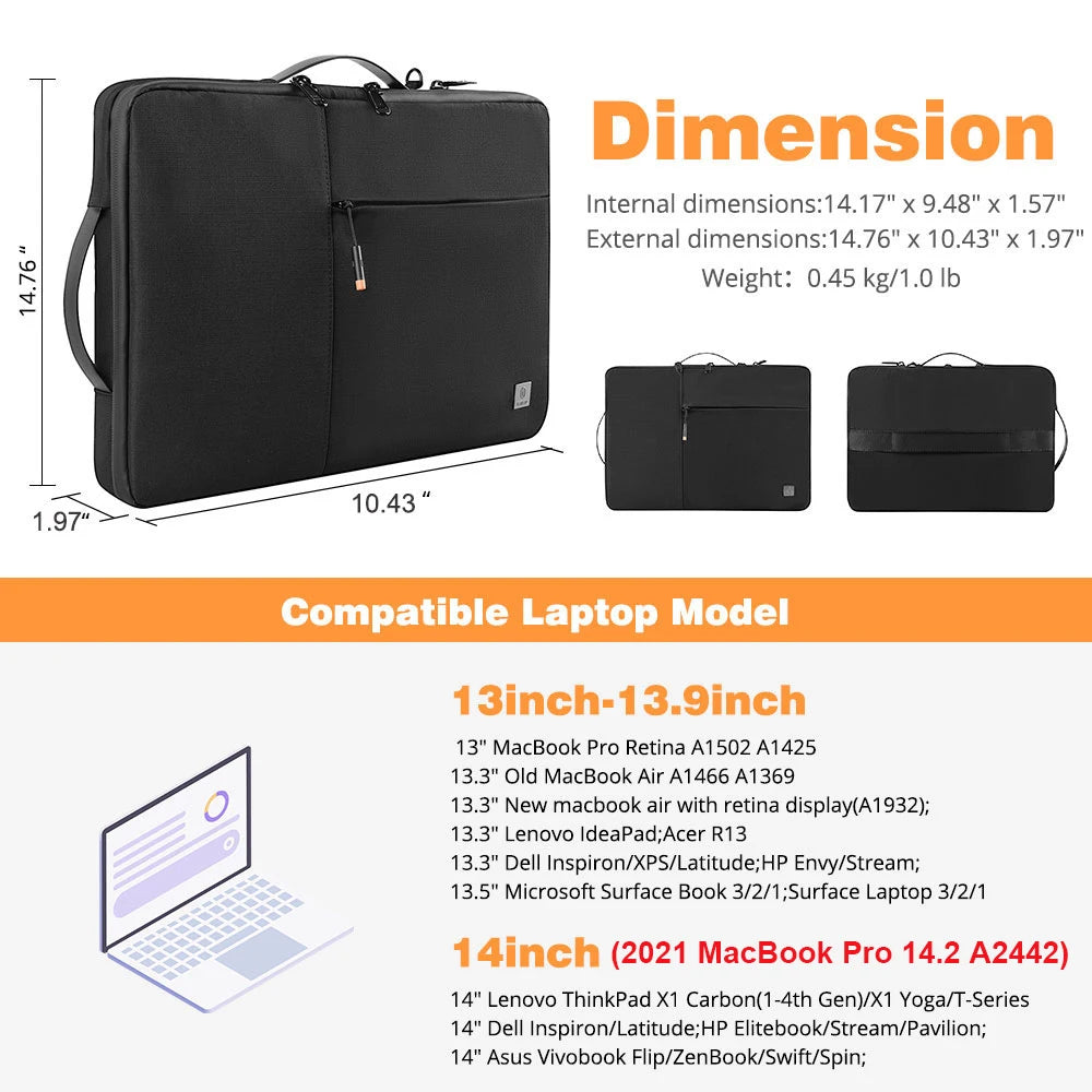 WIWU New Portable Laptop Sleeve 13 14 Double Layer Laptop Bag for MacBook Air 15 Air 13 2025 Case Waterproof Bag for Laptop 15.6