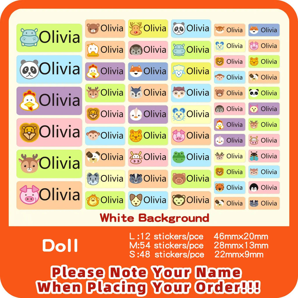 Custom Transparent Self-adhesive Baby Name Sticker Customised Kindergarten Tag in Hebrew Personalized Waterproof Stickers Label