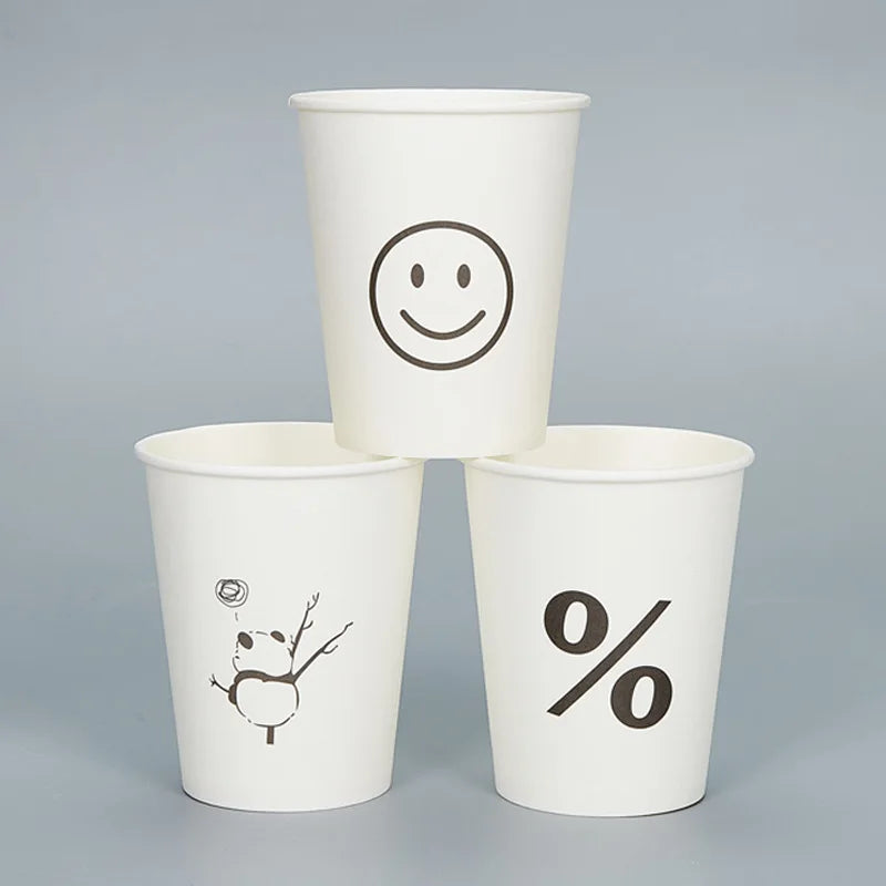 50pcs 250ml Paper Cups Natural Pulp Personalized Disposable Coffee Tea Milk Cup Drinking Accessories Camping Party Supplies종이컵