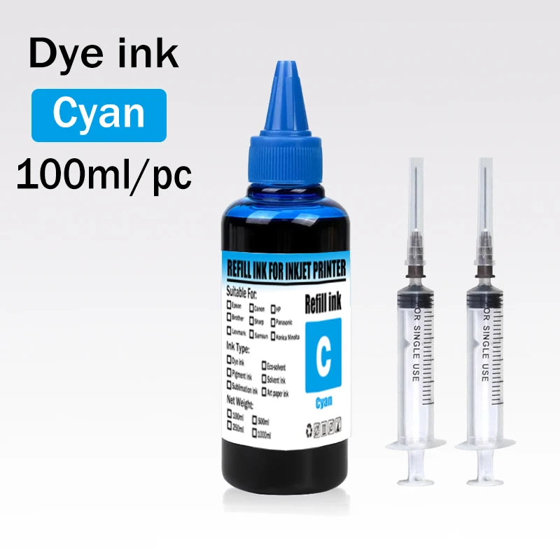 Dye ink Refill kit For HP 301 302 304 305Xl Printer For Epson Canon 40 41 445 446 Brother Lexmark Samsung Dell Inkjet Printer