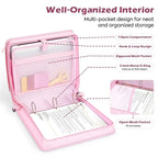 Zipper Binder,2 Inch 3 Ring Multi-Pocket, 500 Sheet Capacity 5 Tab Expanding File Folder, Zipper Bag Included-AU41
