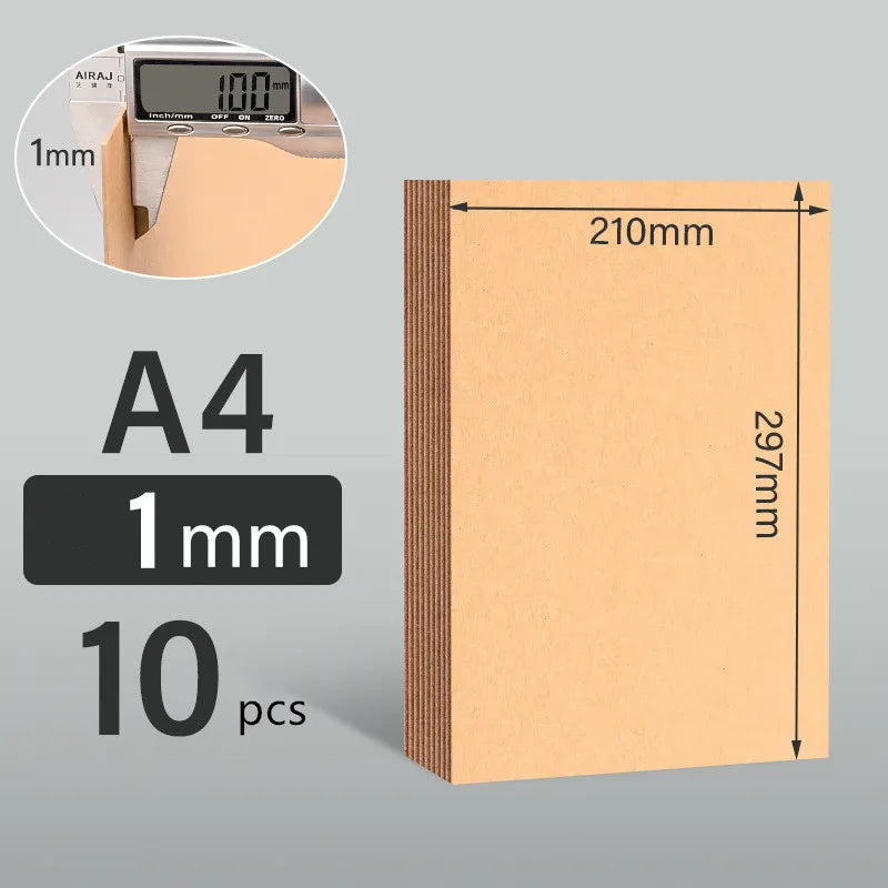 10 Sheets A4 Hard Cardboard White Gray Brown Kraft Paper Diy Handmake Card Making Craft Paper Board Thickness 1mm/1.5mm/2mm