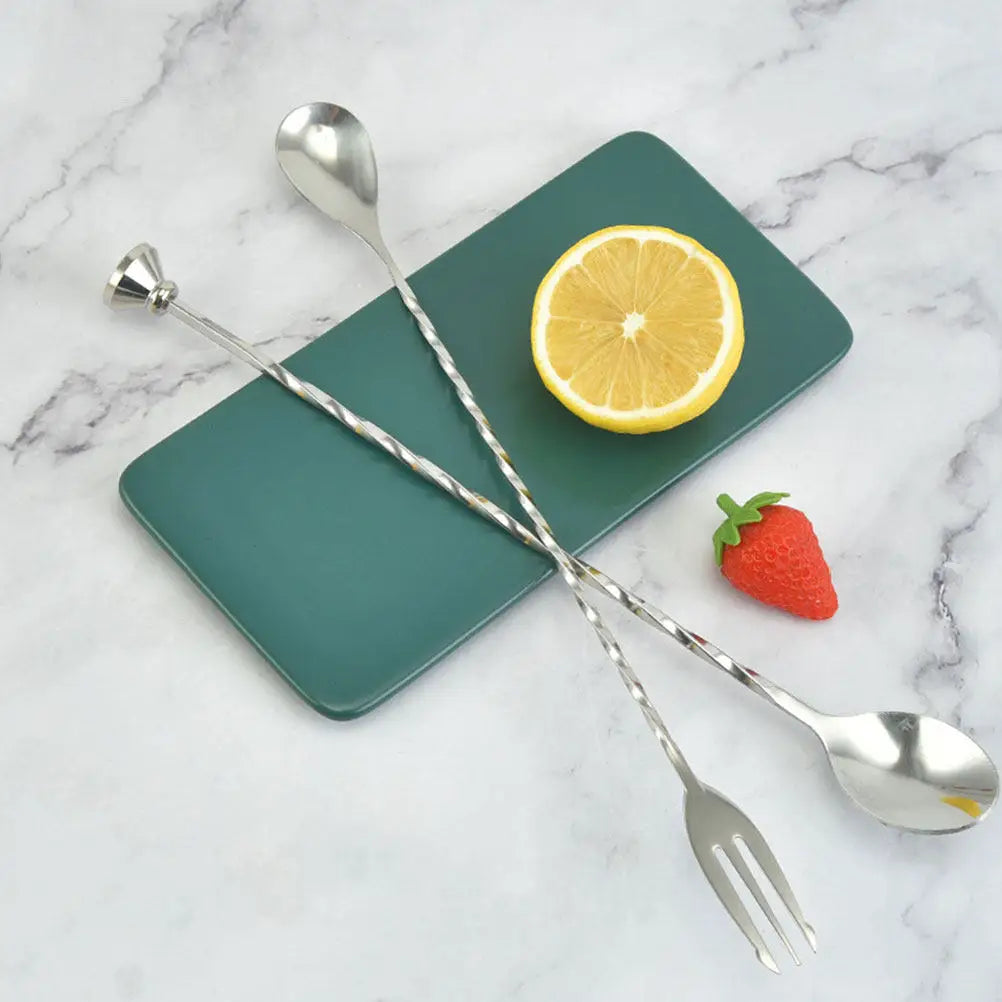 Stainless Steel Cocktail Stirring Spoon Bar Mixing Spoon for Coffee Tea Honey Beverages Dessert Stirrer Multi-Function Household