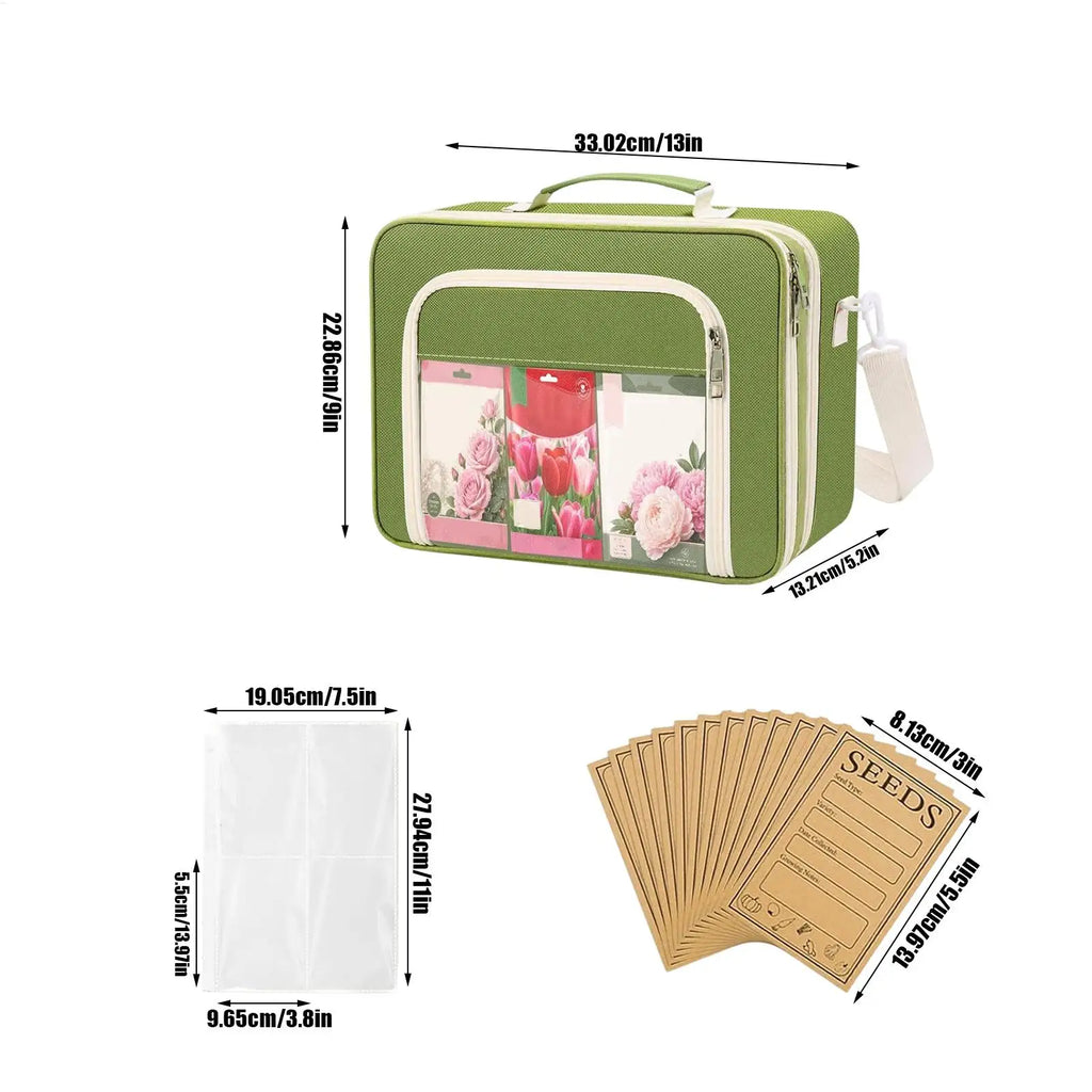 Plant Packet Organizer Binder Large Capacity 3-Ring With 20 Reusable Envelopes 30-Sheet Plantling Protector Binder Bag For