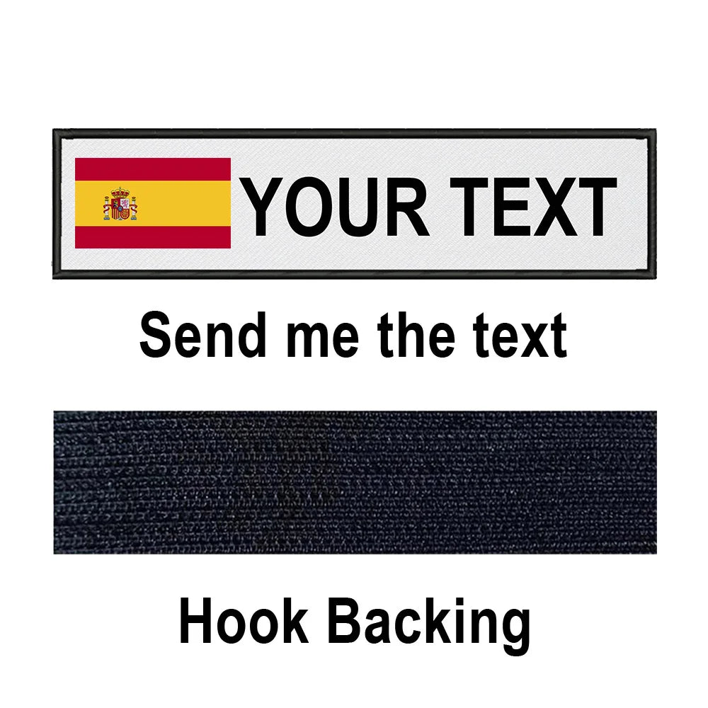 Custom Spain Flag Patch Tactical Patches Personalized Name Stripes Badge Tags Chevrons Armband Hook Loop For Military Backpack
