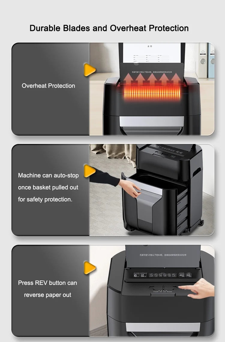 High Speed Fully Automatic Electric Paper Shredder Machine Cross Cut 4*12mm 80 Sheet Auto Feed Office COMET AF-780