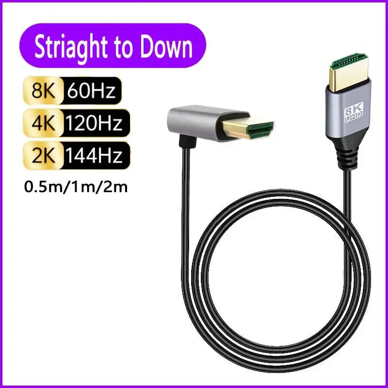 8K 90 degree HDMI-Compatible 2.1V Cable Cord 8K 60Hz 4K 120Hz 48Gbps EARC ARC HDCP Ultra High Speed HDR for Projector PS4 PS5