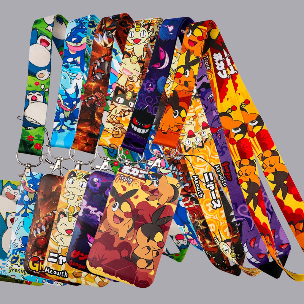 Cute Anime Monster Lanyard Card Holder Colorful Neck Strap for Key ID Card Phone Straps Badge Holder Key Ring Accessories Gifts