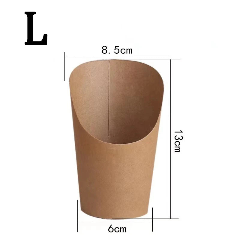 100PCS French Fries Cups Disposable Kraft Paper Cups Snack Containers Charcuterie Dessert Supplies Baking Cups Take-Out Party
