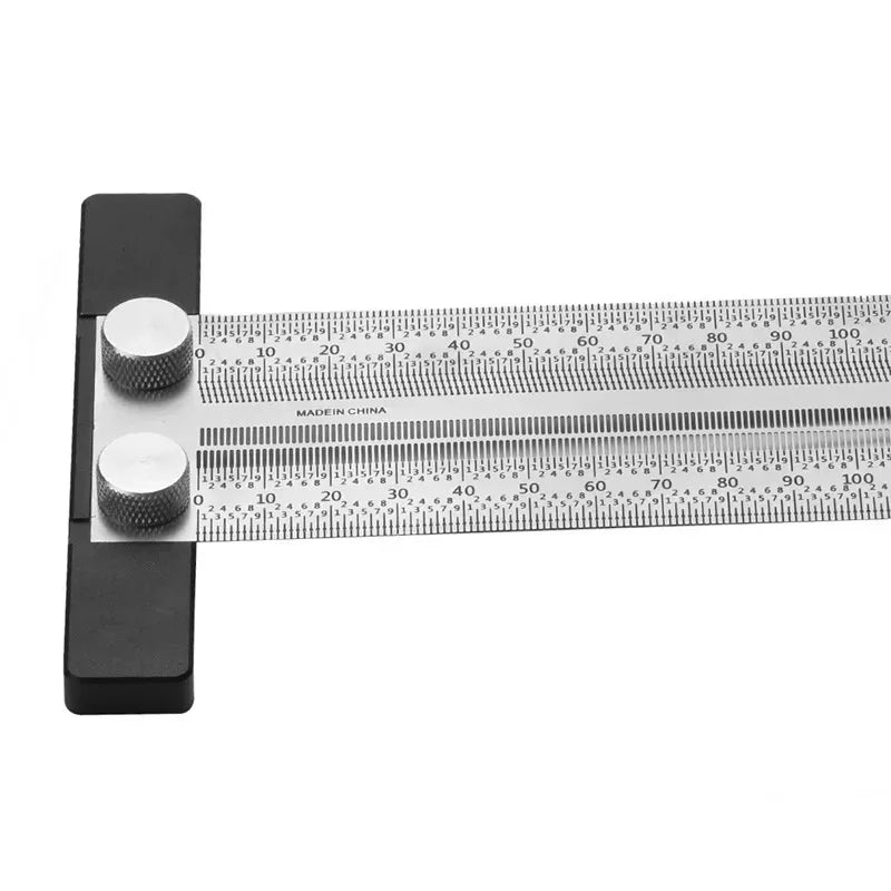 High-precision Scale Ruler T-type Hole Ruler Stainless Woodworking Scribing Mark Line Gauge Carpenter Measuring Tool