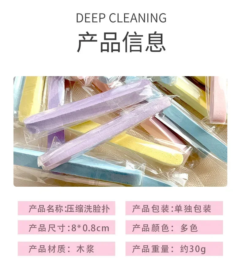 50 Pcs Compressed Face Wash  Wash Face Sponge Clean Face Powder Puff Cleansing Cotton Pad Cleansing Beauty Strip