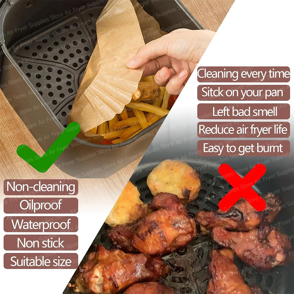 Air Fryer Baking Paper Square Air Fryer Parchment Paper Liners for Ninja/Cosori/Instant Pot 3-12L Airfryer Kitchen Accessories