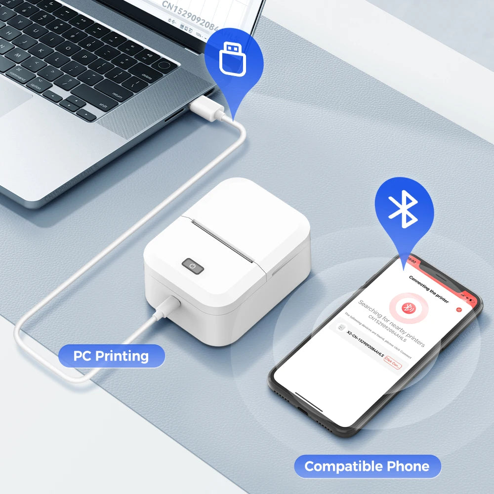 Marklife X2 Mini Printer Label Inkless Bluetooth Portable Adhesive Sticker Label Machine DIY Name Tag Barcode or 1PK Label Paper