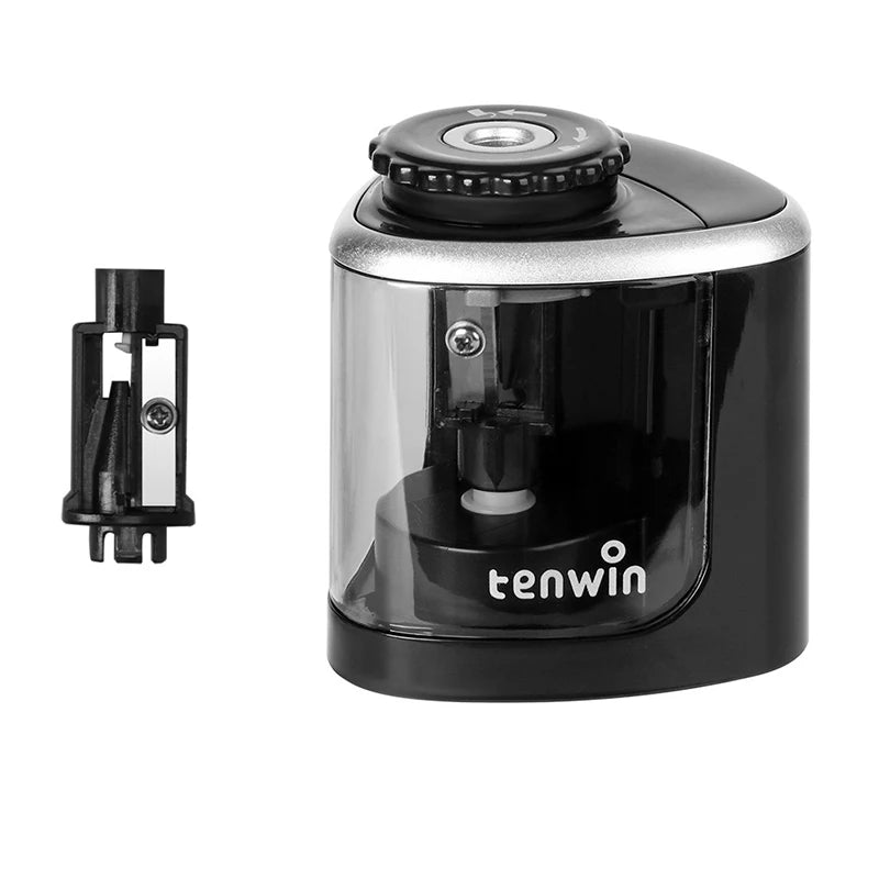 Tenwin Electric/Manual 2 in 1 Pencil Portable Sharpener Safe Student Helical Steel Blade Kids Adults Auto Pencil Sharpener 8005