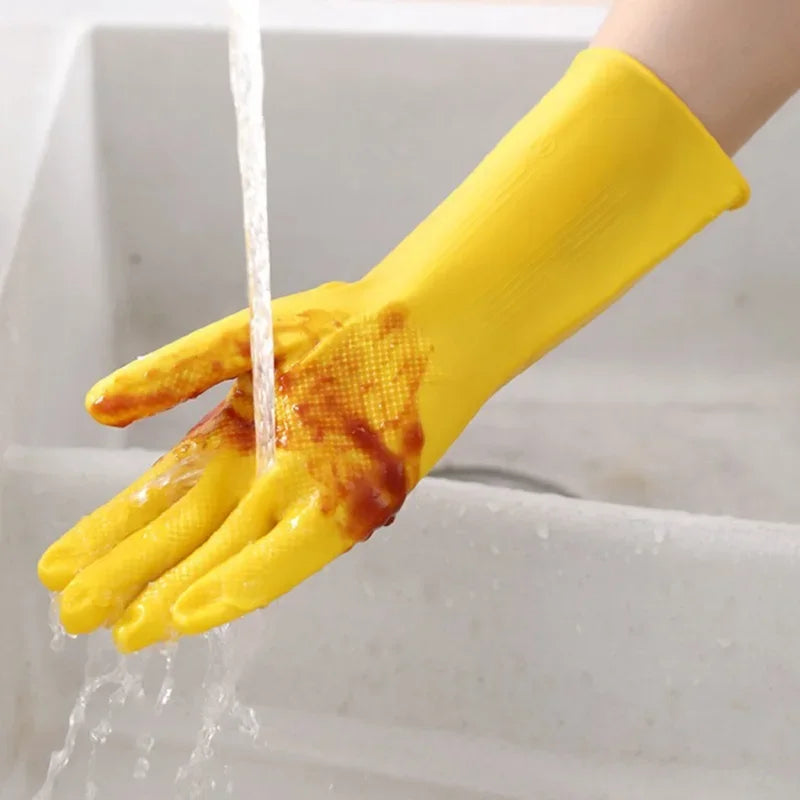 Latex Dishwashing Gloves Waterproof Household Kitchen Washing Bowl Washing Clothes Vegetable Cleaning Household Unisex