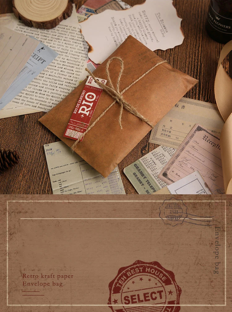 Mr.paper 10pcs/set Vintage Kraft Paper Envelope Creative Nostalgic Postcard Storage Bag Fire Paint Envelope Letter Supplies