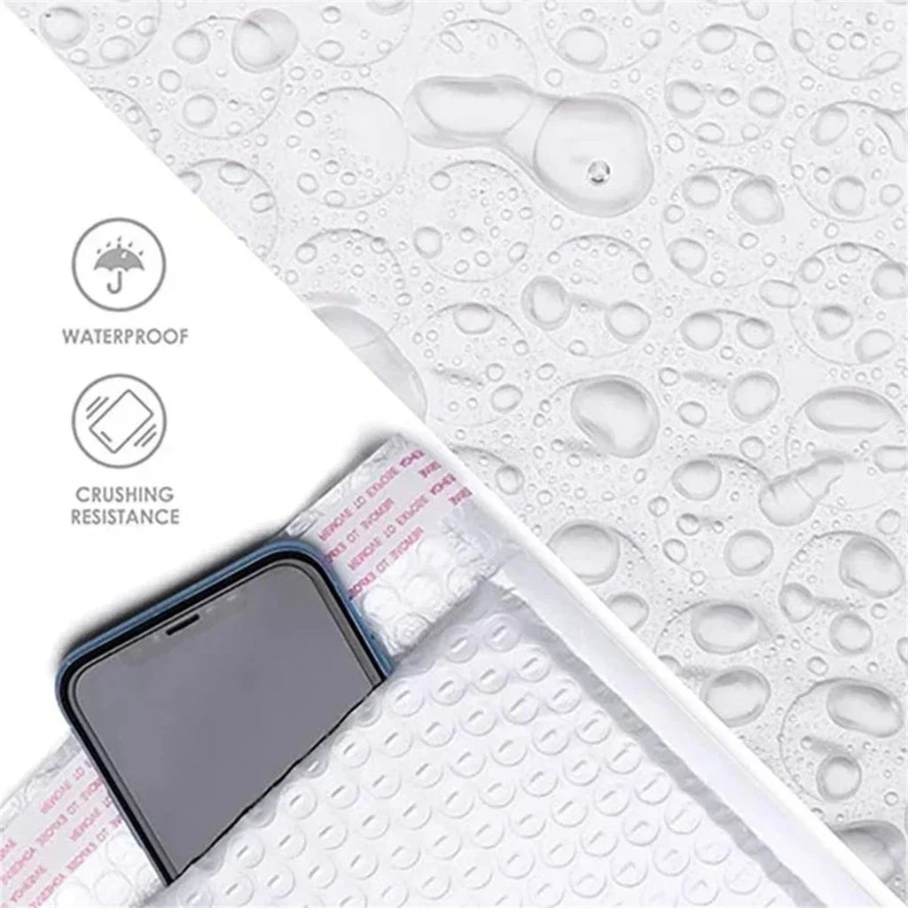2026 50Pcs Bubble Mailers White Poly Bubble Mailer Self Seal Padded Gift Bag Packaging Envelope Bags Book Shipping Package Bag