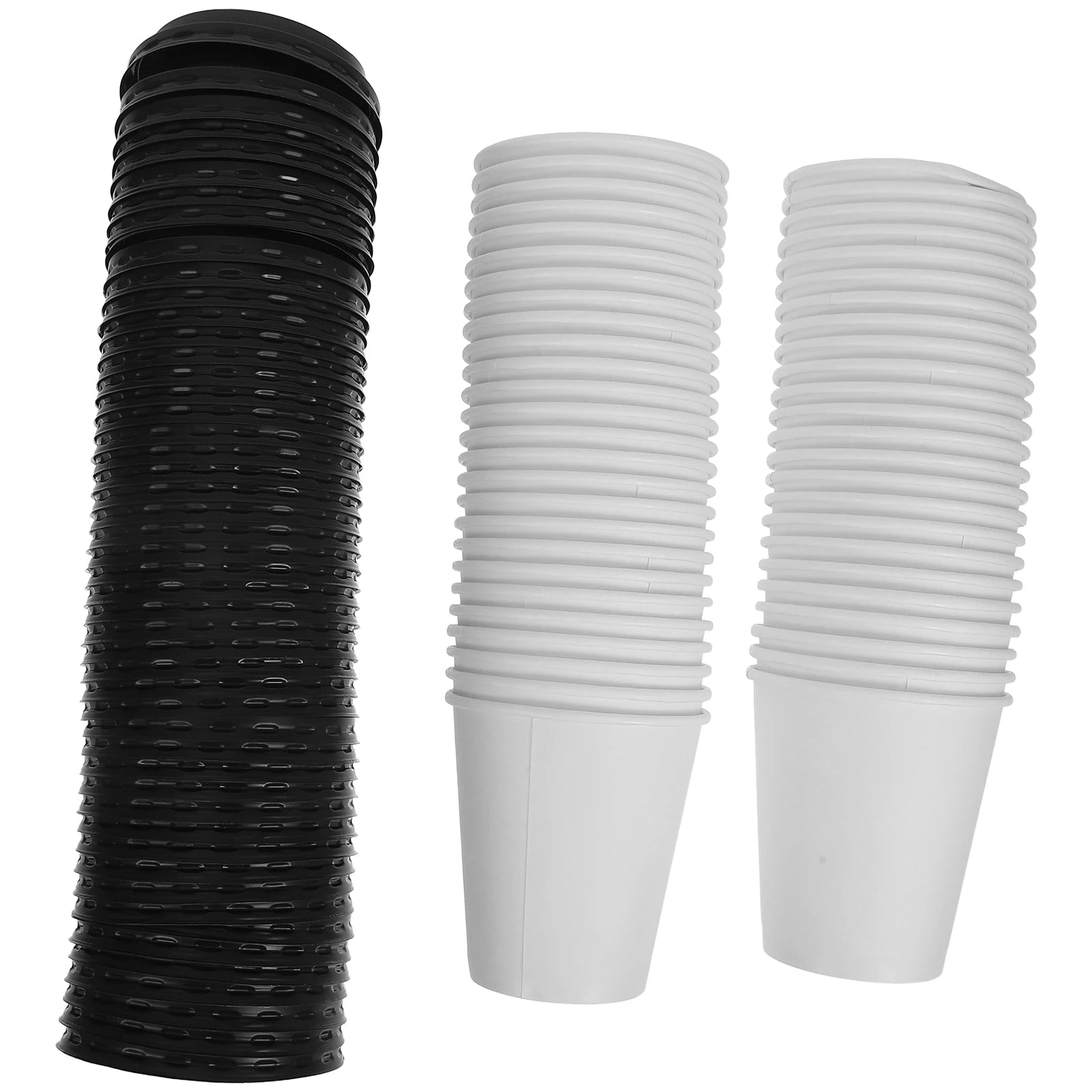 50pcs Disposable Coffee Cups Insulation Takeaway Double-Layer European Style Simplicity Paper Cup With Lid (8/12oz, 280/350ml)