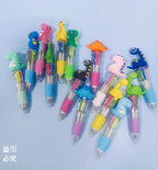 10Pcs/Lot Cute Cartoon Dinosaur Mini 4 Color Ballpoint Pen Kawaii Four Colors Pens School Office Supplies Kids Stationery Gifts
