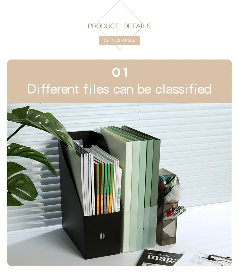 Simple Foldable Office Desktop File Storage Vertical A4 Folder With Inserts Box Large Capacity 9 Color Choices