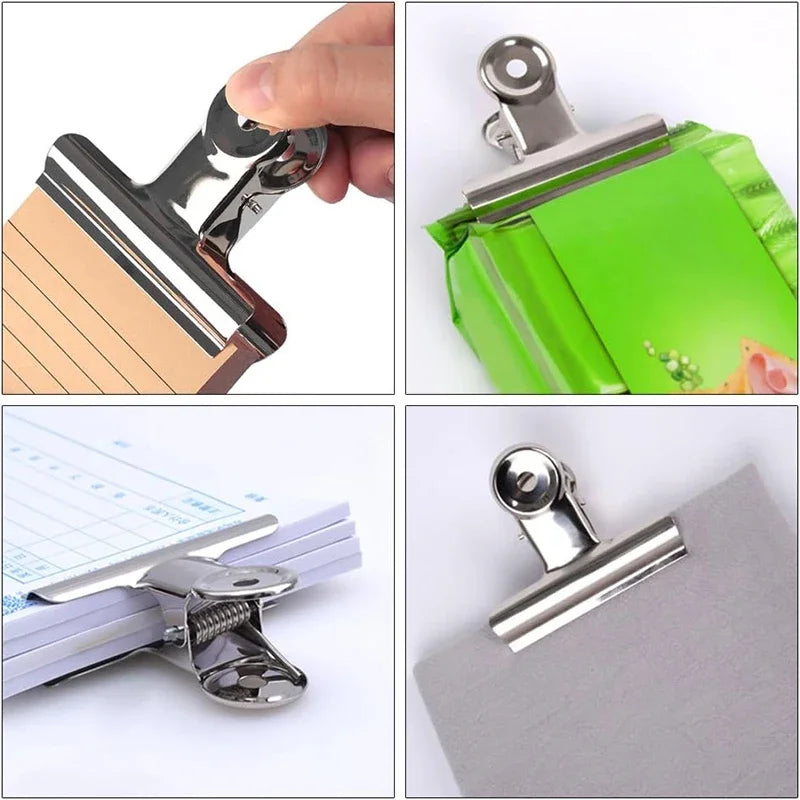 6Pcs Metal Paper Clip Foldback Metal Binder Clips Multi-functional Clamp Binder Paper Clips Office School Stationery Supplies