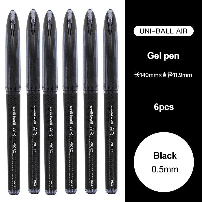 3/6pcs Japan Uniball Gel Pen AIR Straight Liquid Signature Pen UBA-188 Black Technology 0.5/0.7mm Free Writing School Supplies