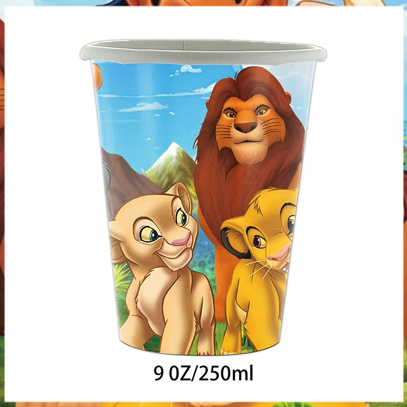 Lion King Birthday Party Decoration Lion Disposable Dinnerware Tablecloth Cup Plate 3D Balloon for Kids Baby Shower Supplies
