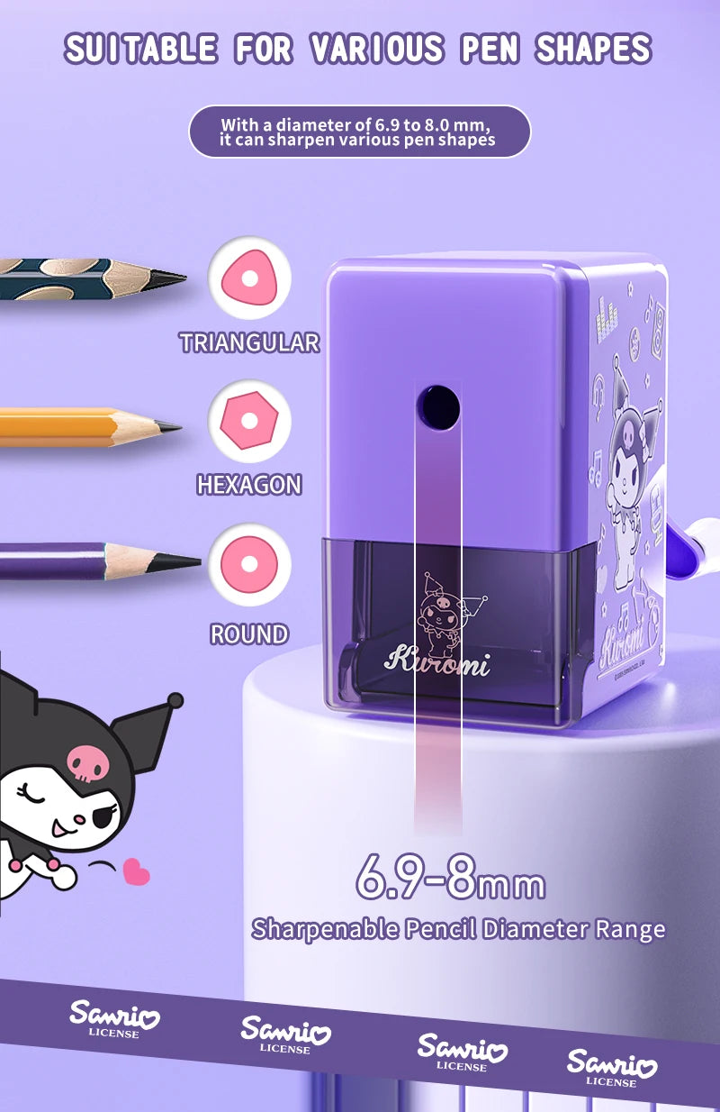 Sanrio Pencil Sharpener Fast Sharpening Easy to Use for Kids Students School Office Stationery Cute Anime Merch Kawaii Gift