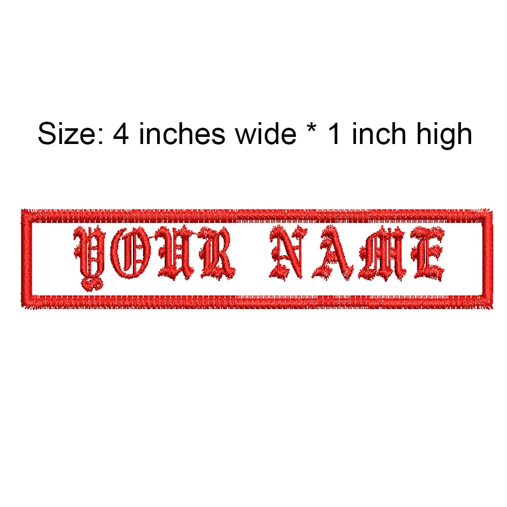4 Inches Wide Old English Font Custom Name Small Tag Embroidery Patch Iron On Sew On Clothing For Left Chest 8 Colors Choose