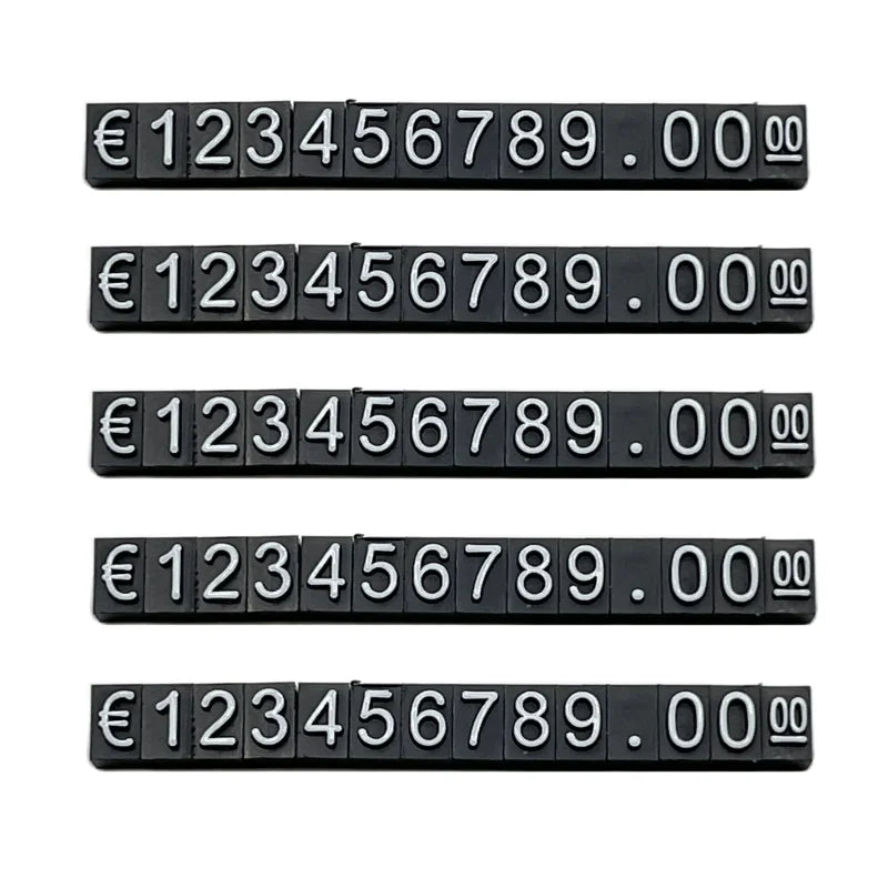 5 Sets Combined Price Tag Euro Dollar Number Digit Cubes Stick For Clothes Phone Laptop Jewelry Showcase Counter Price Display